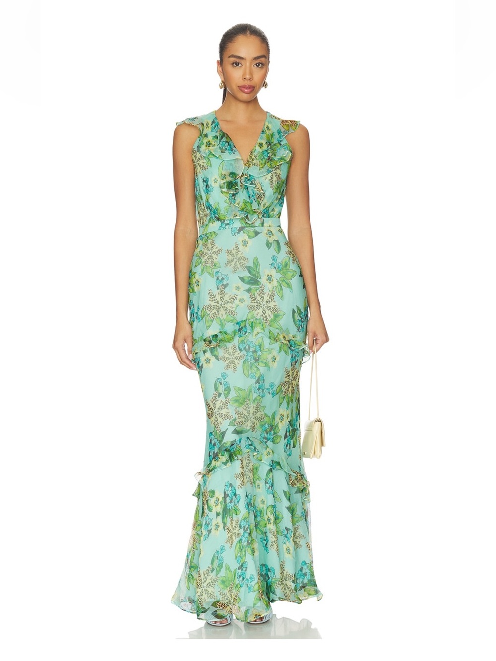 Saloni Rita Dress in Fiori Mint